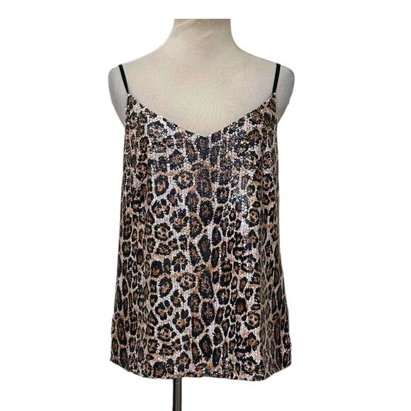 KUT Leopard Print Sequin Front Cami Tank Top size Small - Picture 1 of 16